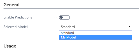 Screenshot of the General page with My model selected.