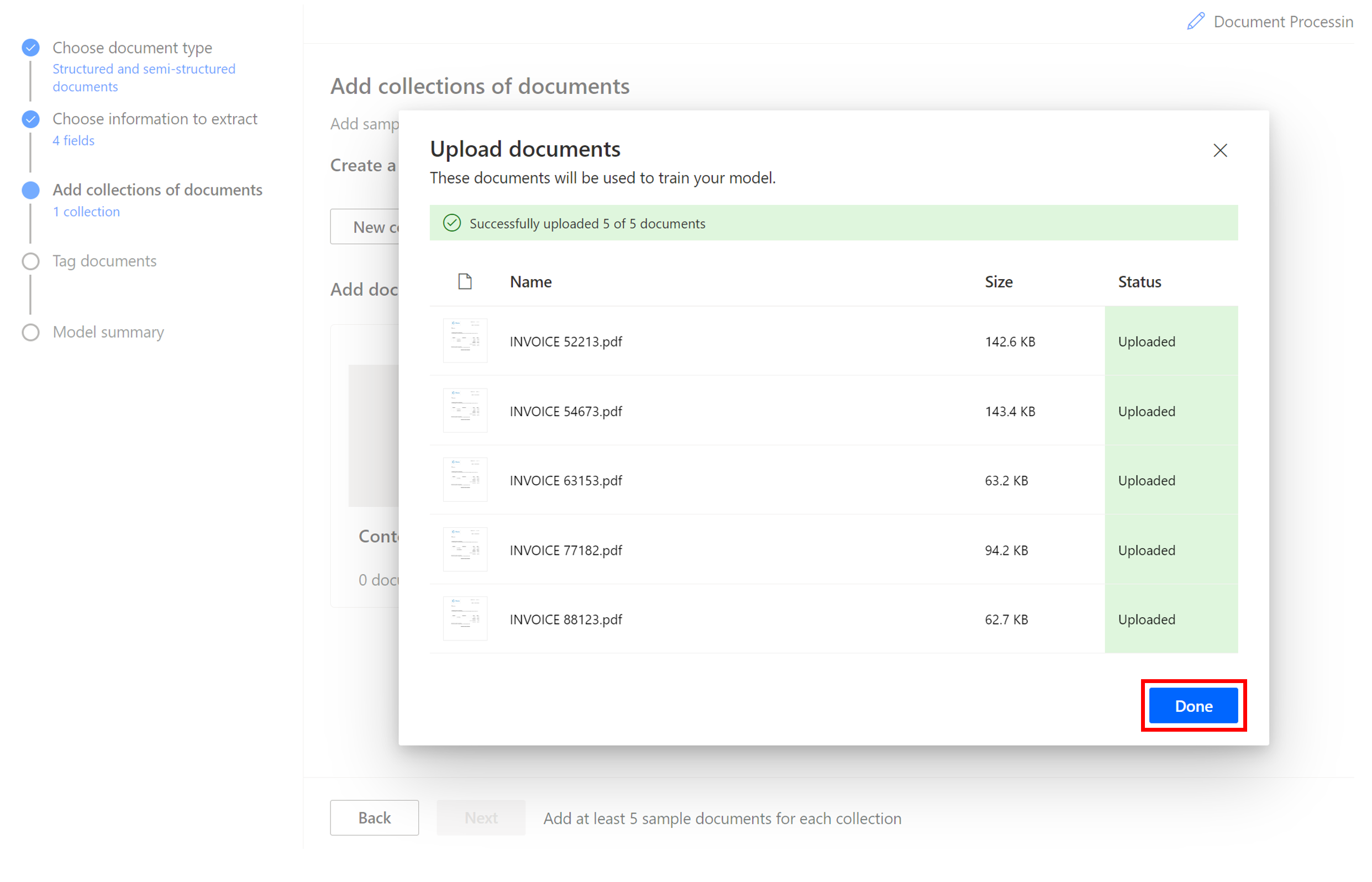 Screenshot of the Upload complete.