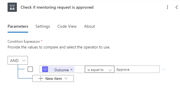 Screenshot showing the condition values.