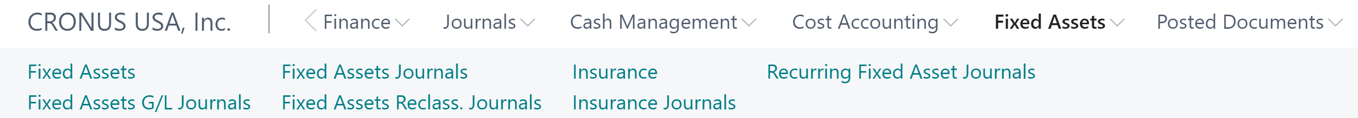 Screenshot of a navigation menu with a group of links.