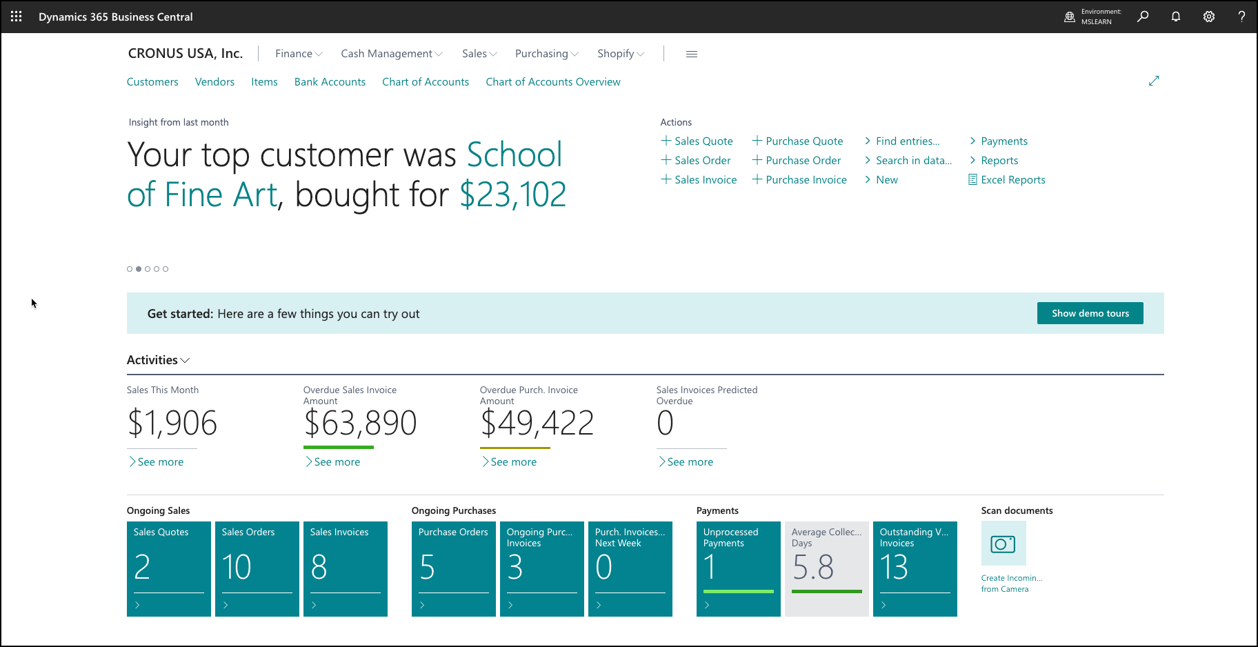 Screenshot of the Accountant Role Center page.