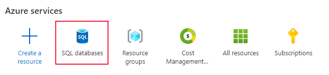 SQL-tietokannat-valikkovaihtoehto aloitusnäytössä.