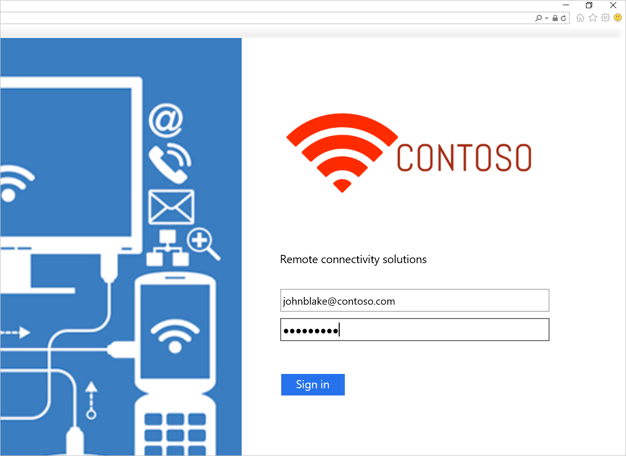 Screenshot of test login page.