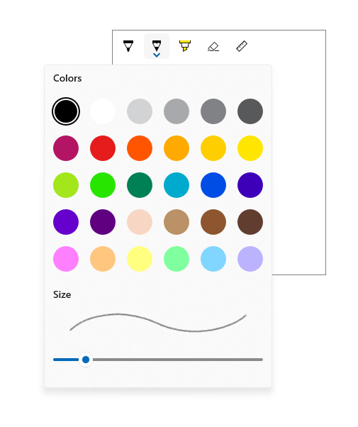 InkToolbar palette flyout