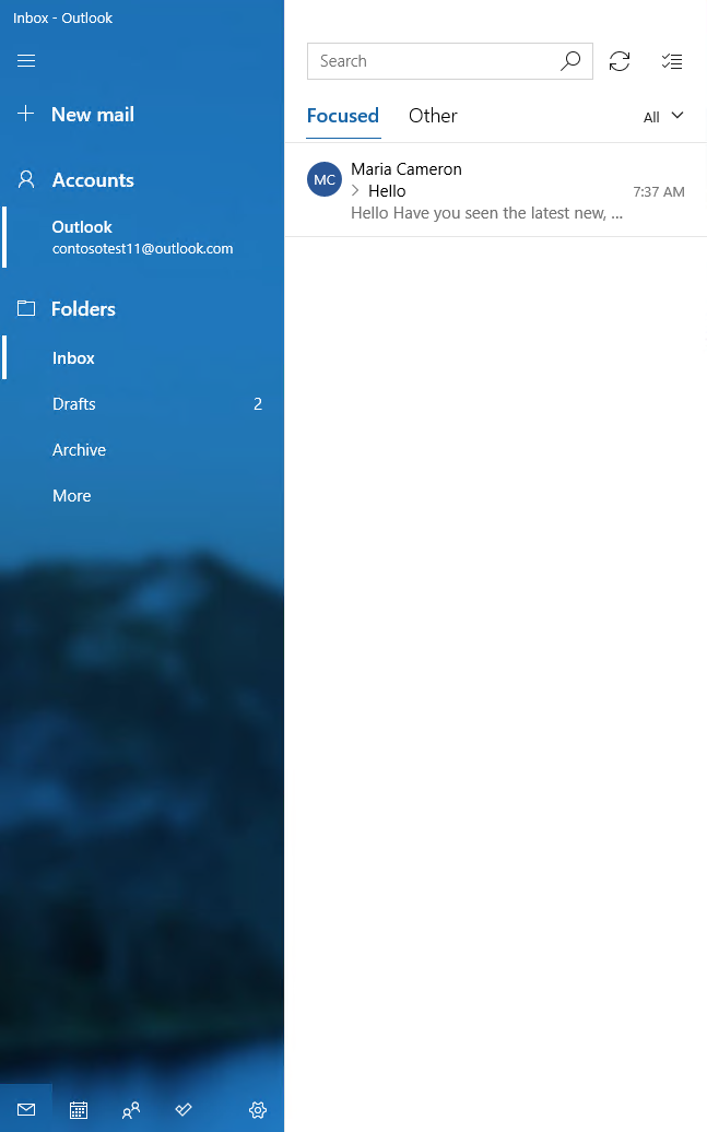 cropped screen shot of windows mail app showing instructional ui message