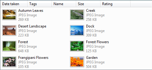 screen shot of thumbnails with titles and details