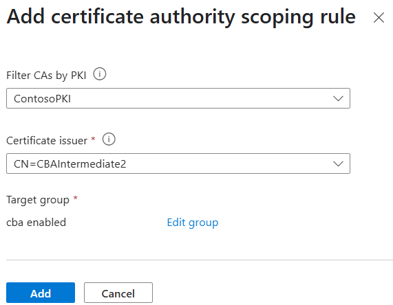 Screenshot that shows the save rule option in CA scoping.