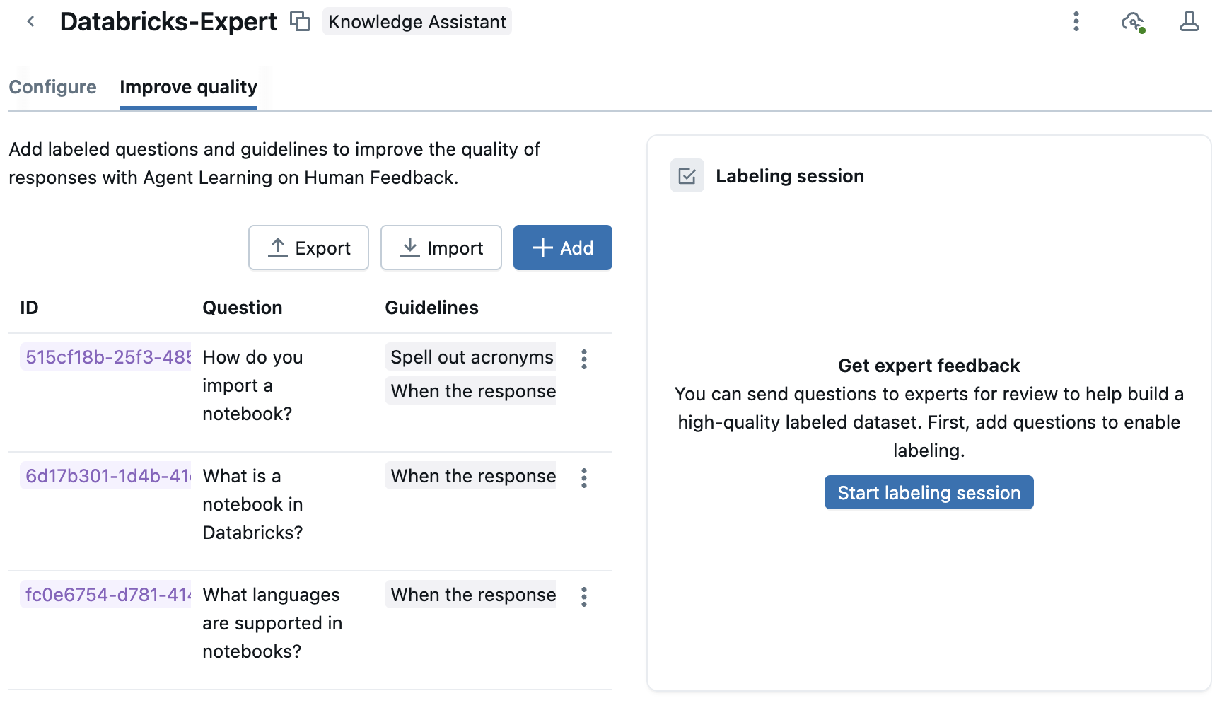 Merged feedback from labeling session.