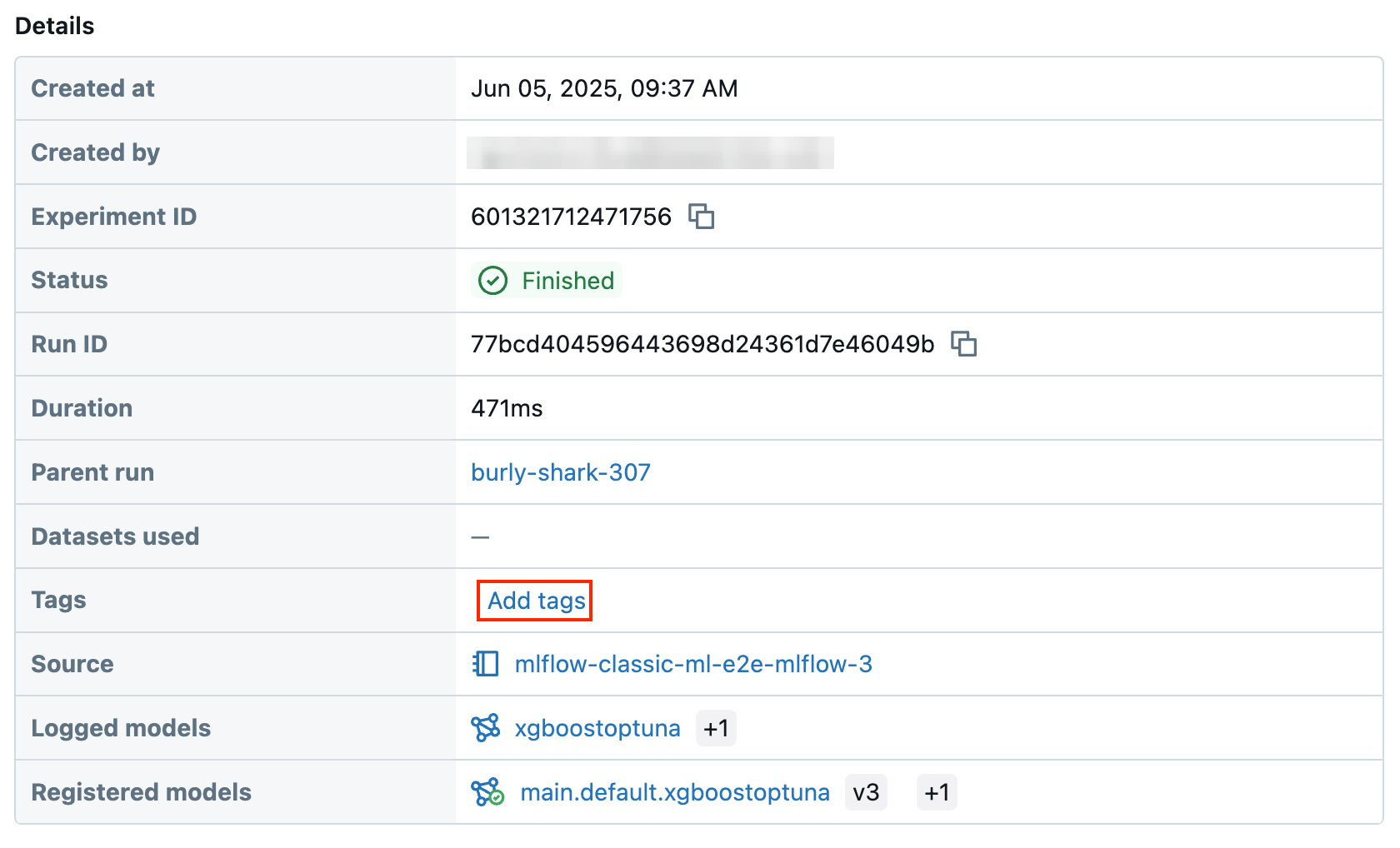 Tag button on Details page