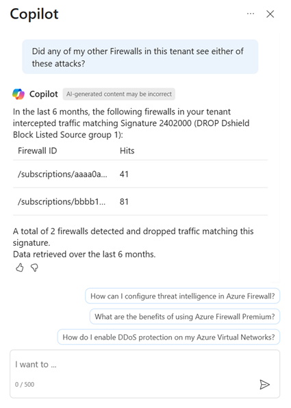 Screenshot showing the capability to search for a given IDPS signature across your tenant, subscriptions, or resource groups.