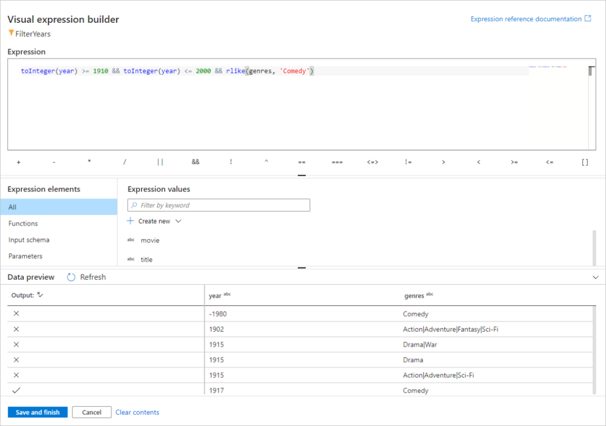 Specify filtering condition