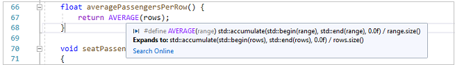 QuickInfo tooltip macro expansion Screenshot of a QuickInfo macro expansion.