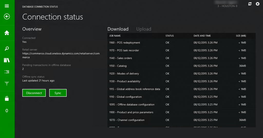 Screenshot of the Disconnect button in the Store Commerce app.