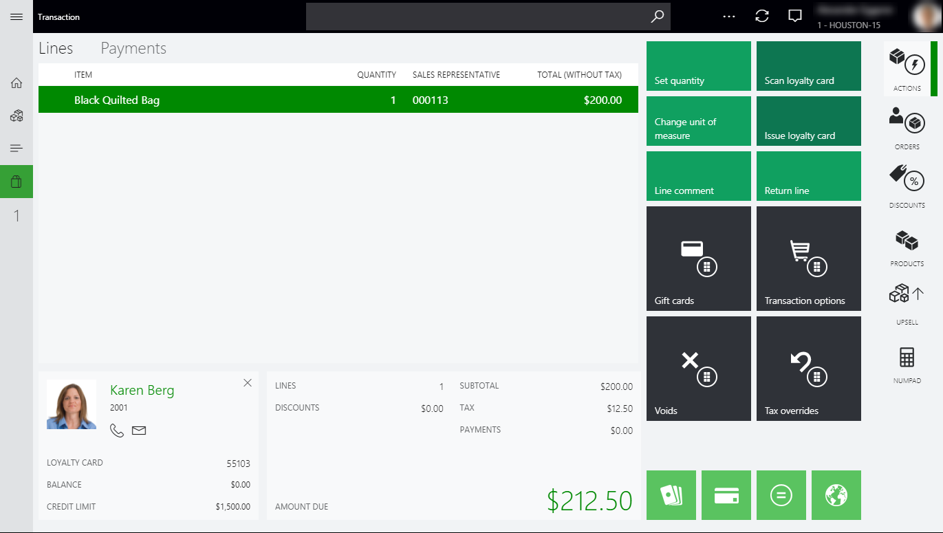 Screenshot of POS Transaction screen.