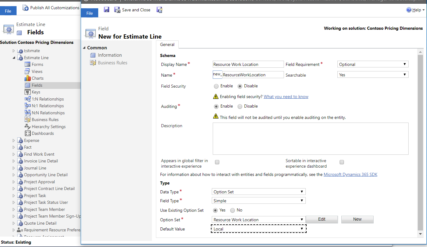 Adding Resource Work Location to Estimate Line.