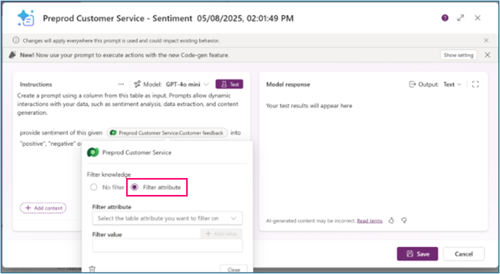 Filter attribute option