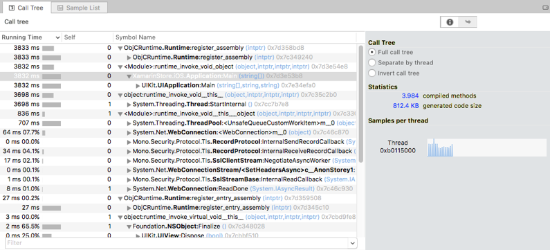 Time Profiler Instrument – Call Tree