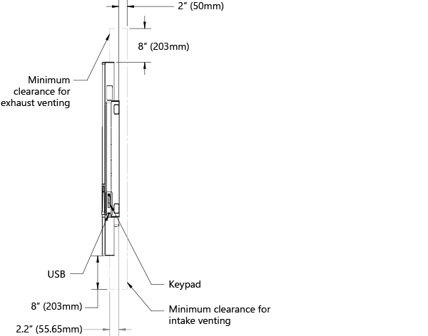 Clearances for 84 ” Surface Hub.
