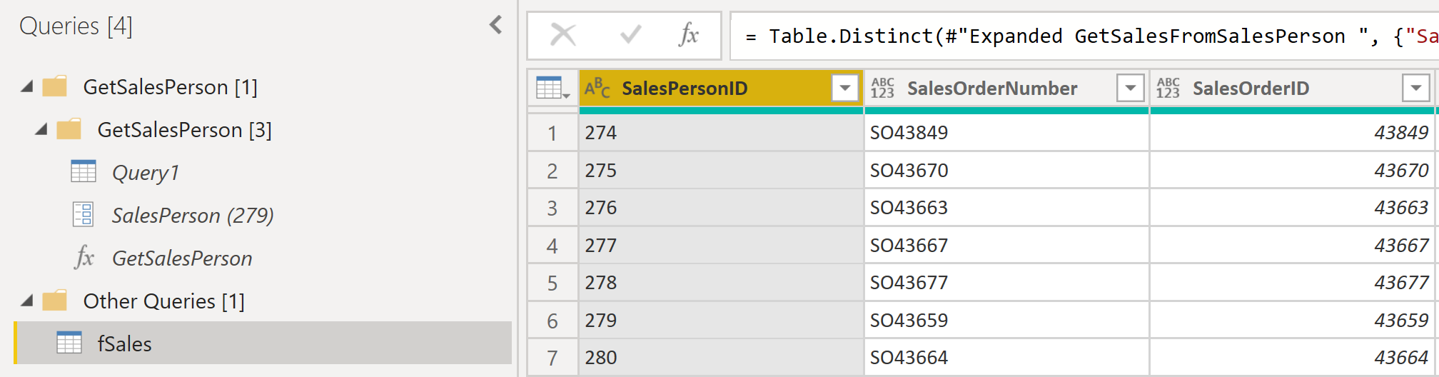 View columns for function