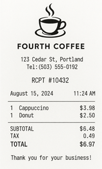 Diagram of a receipt.