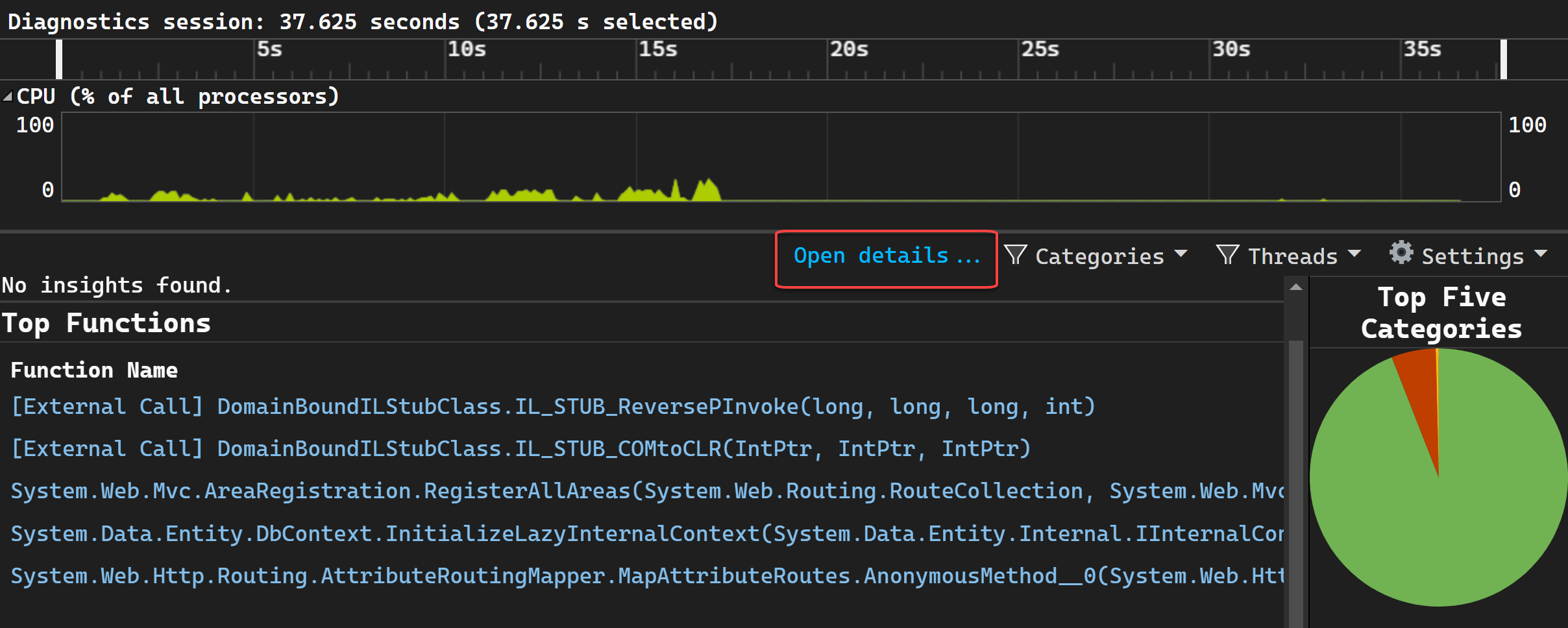 Open details view selected Screenshot showing Open Details selected.