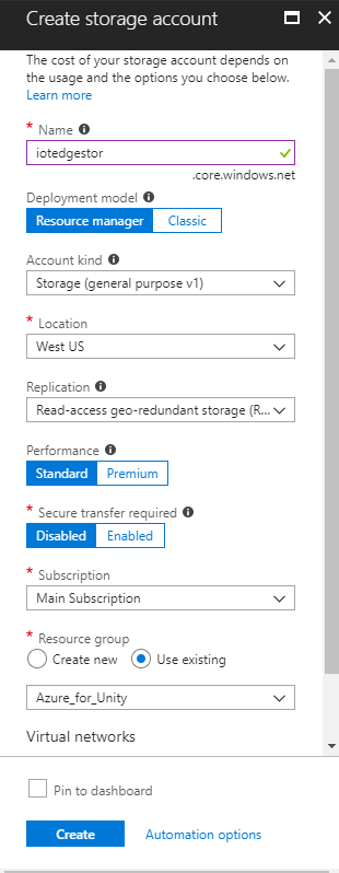fill in storage details