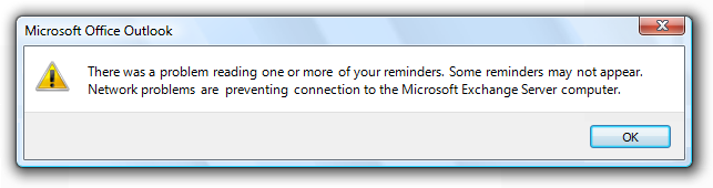 screen shot of warning dialog box with ok button