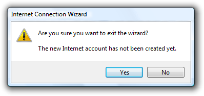 screen shot of do you want to exit wizard? warning