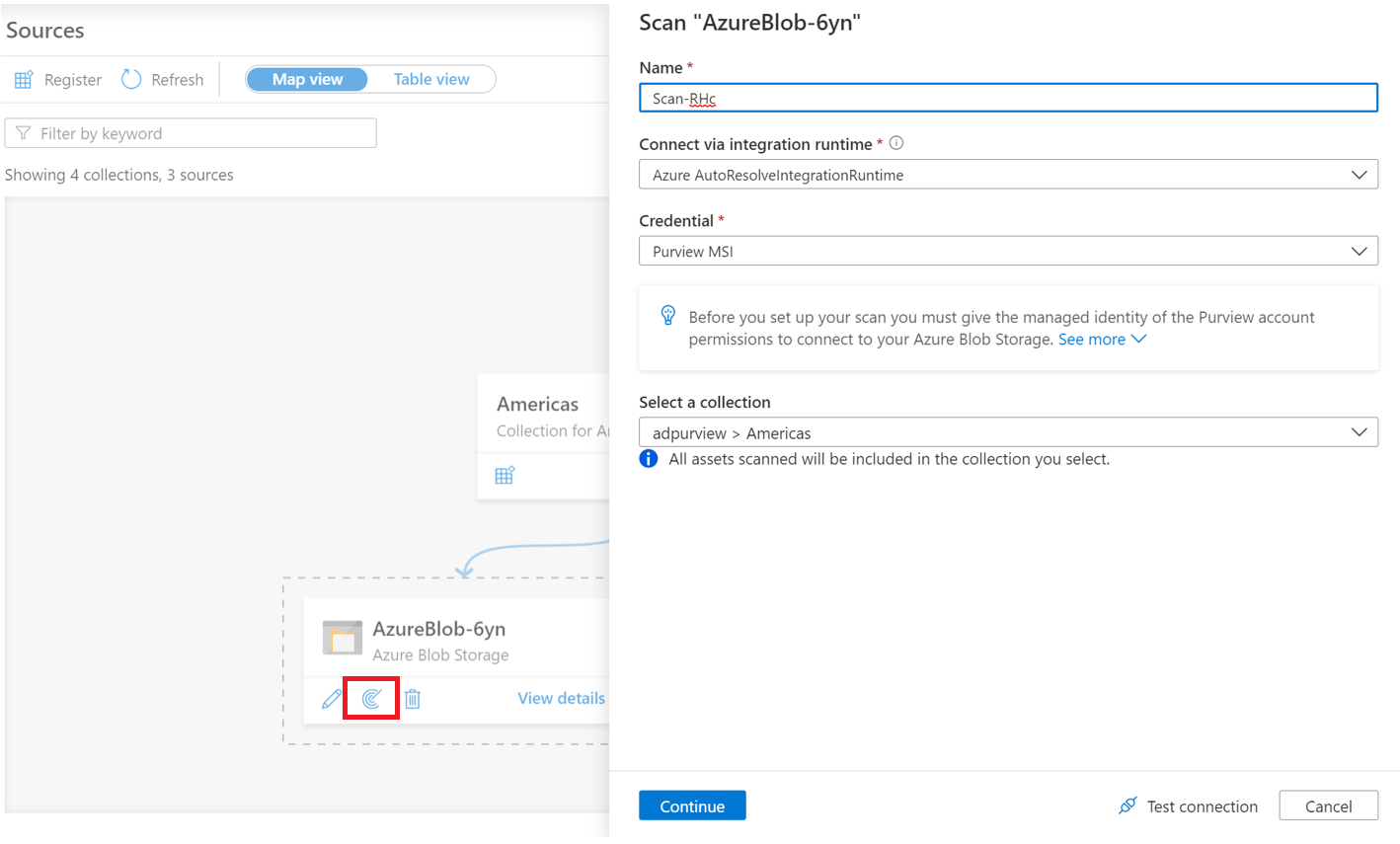 Capture d’écran du bouton Nouvelle analyse mis en surbrillance par une source inscrite et la nouvelle fenêtre d’analyse.