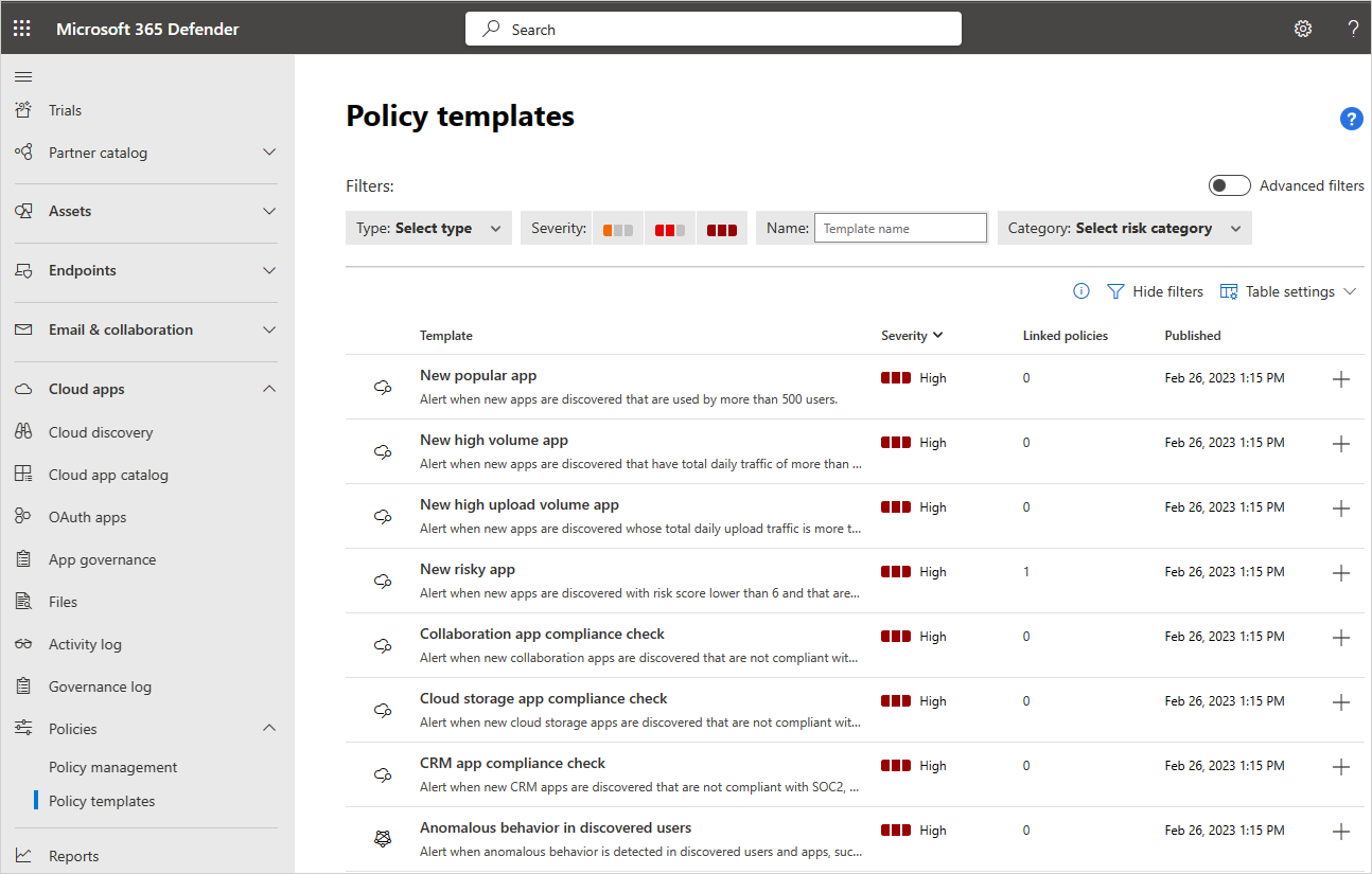 Policy templates.