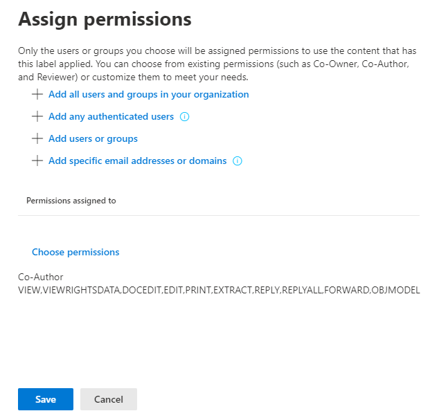 Options de chiffrement pour attribuer des autorisations aux utilisateurs.