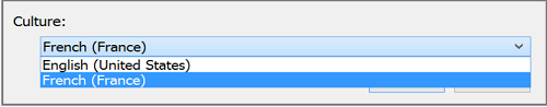 ssas-tabular-translations-excel Capture d’écran de la boîte de dialogue avec les langues valides répertoriées dans la liste déroulante.