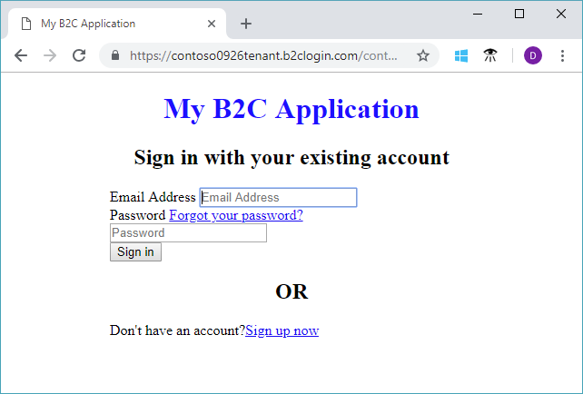 Navigateur web présentant une page d’inscription ou de connexion avec des éléments d’interface utilisateur personnalisés