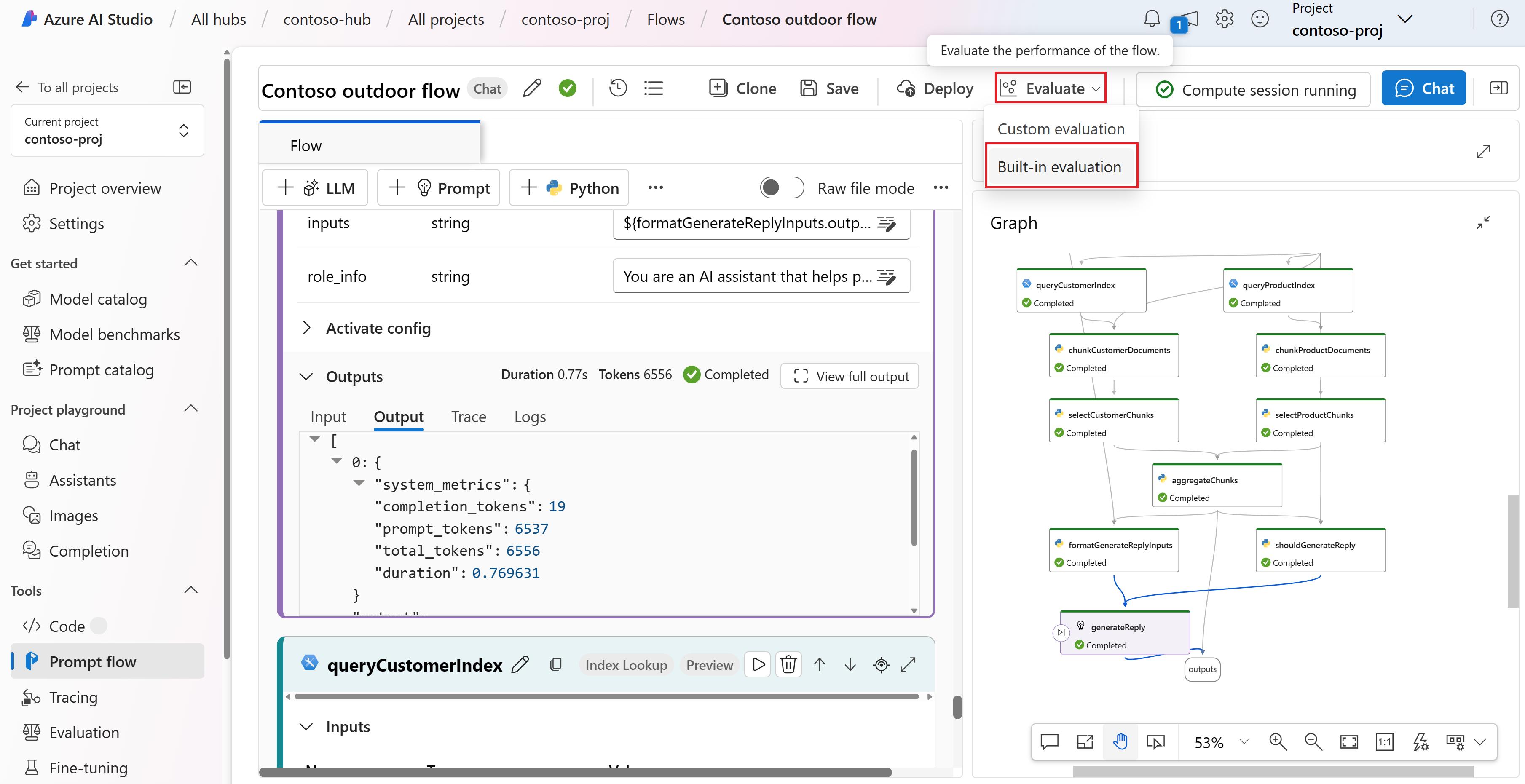 Capture d’écran de l’option permettant de créer une évaluation intégrée à partir du flux d’invite.