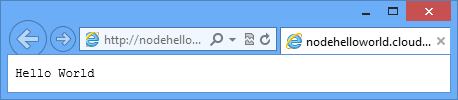Fenêtre de navigateur affichant la page Hello World ; l’URL indique que la page est hébergée sur Azure.