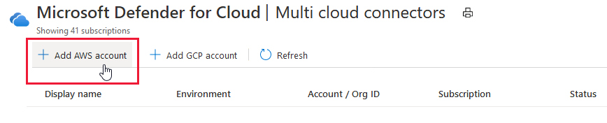 Ajouter un compte AWS dans la page Connecteurs multicloud de Defender pour le cloud
