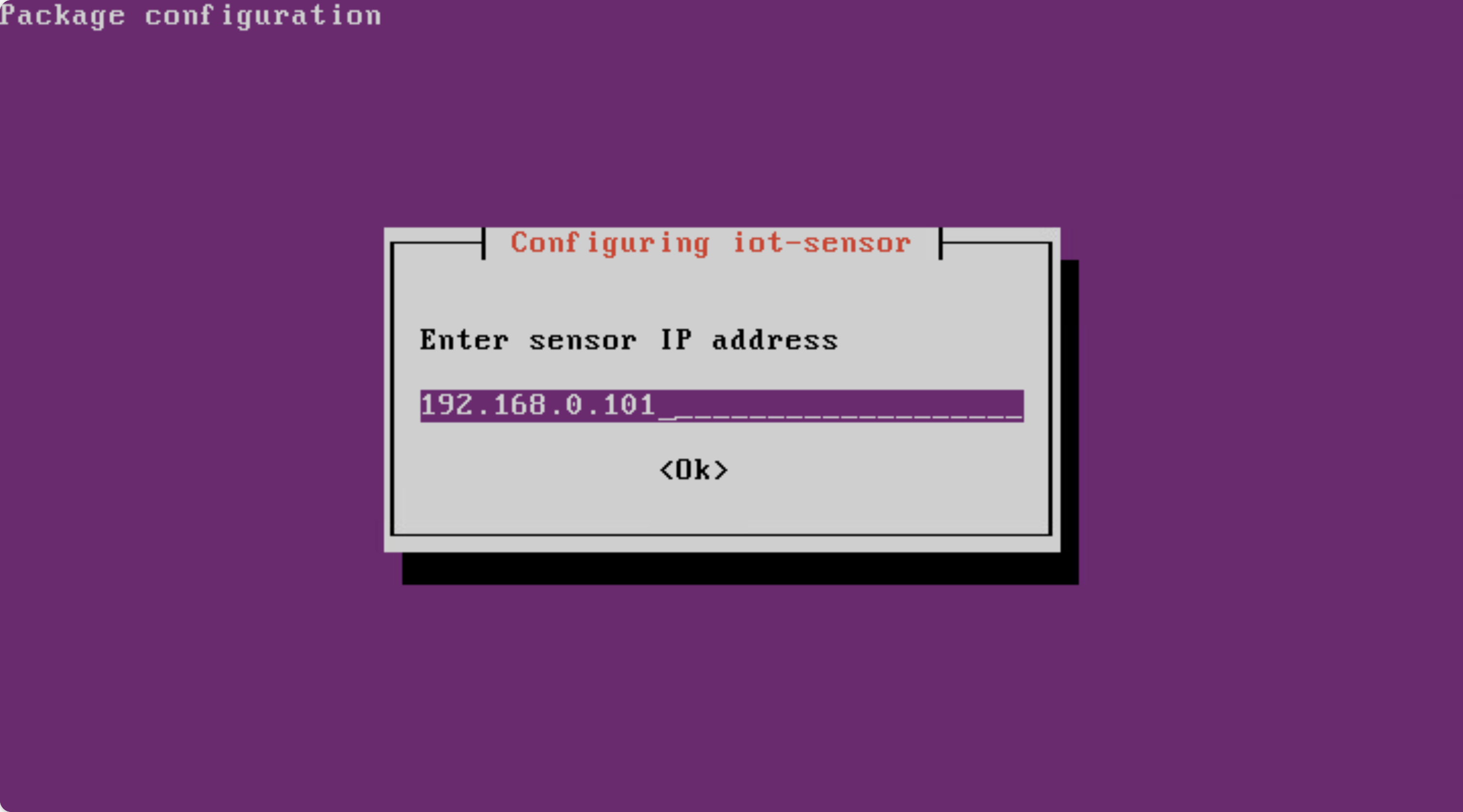 Capture de l’écran de la saisie de l’adresse IP du capteur.