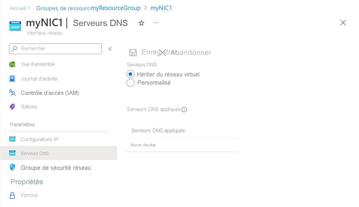 Capture d’écran d’une configuration de serveur DNS.