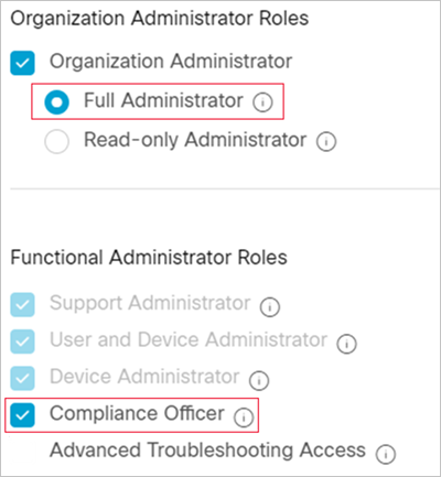 Rôles Webex prérequis.