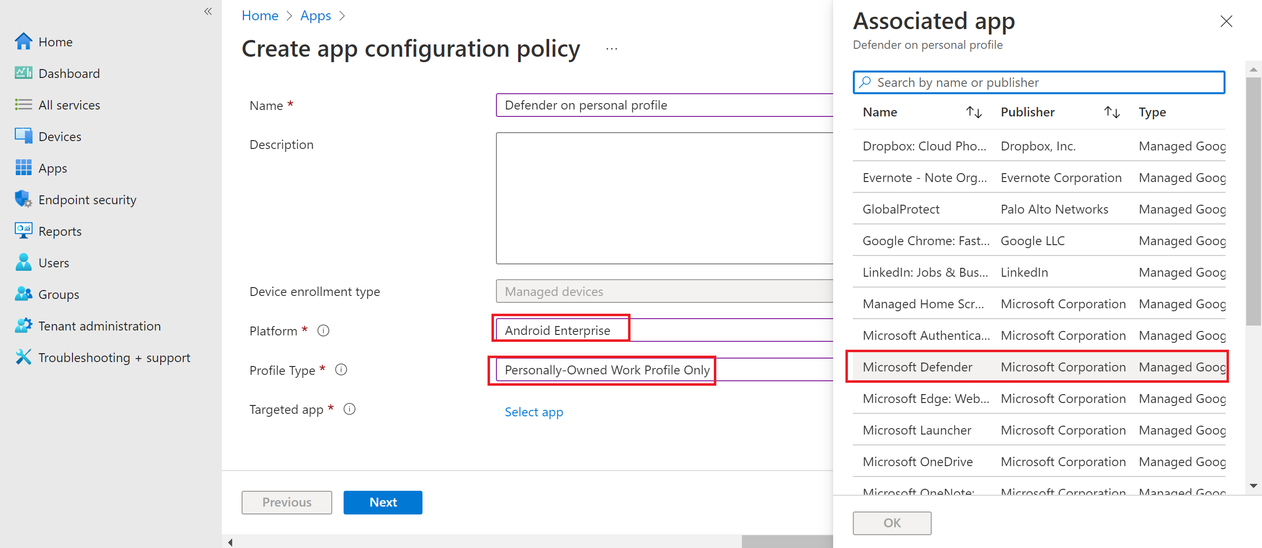 Image de la stratégie de configuration de nommage.