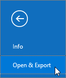 Ouvert & Commande Exporter dans le bouton Outlook 2016