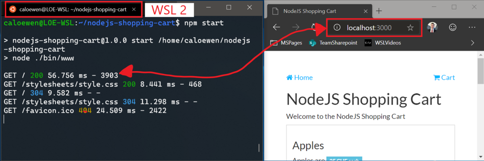 Ajout de la connexion via localhost aux applications Linux WSL 2 à partir de Windows et des options de configuration WSL globales.