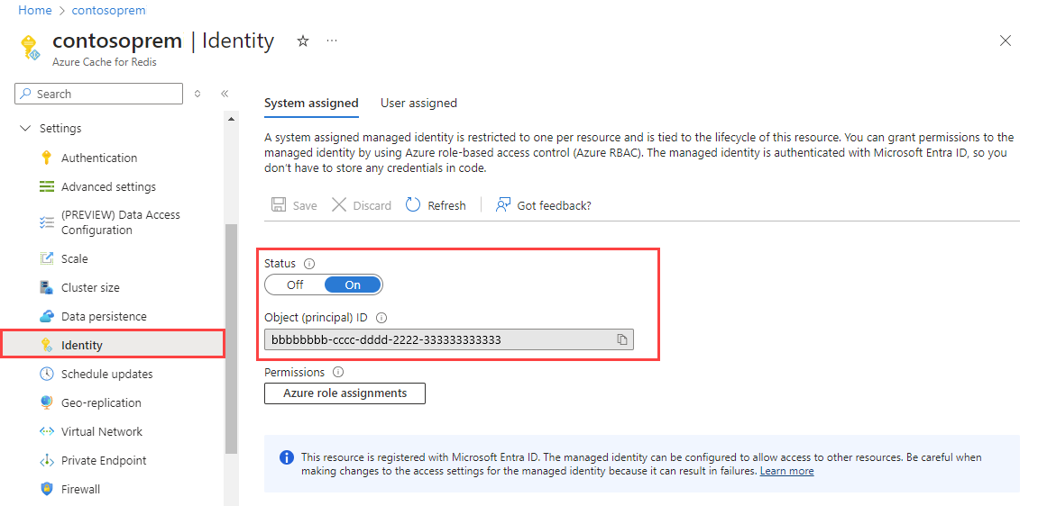Capture d’écran montrant l’identité dans le menu Ressource.