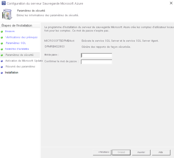 Capture d’écran montrant comment définir un mot de passe fort.