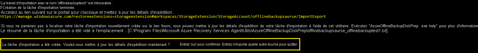 Capture d’écran montrant l’option Mettre à jour les informations d’expédition.
