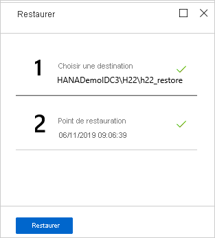 Capture d’écran montrant le menu «&nbsp;Restaurer&nbsp;» dans lequel sélectionner un point de restauration.
