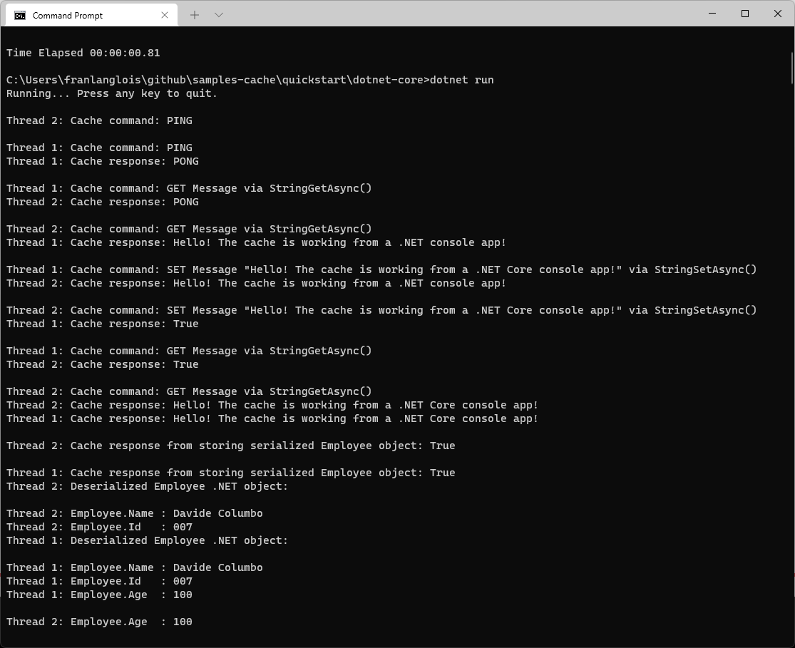 Capture d’écran montrant l’application console terminée.