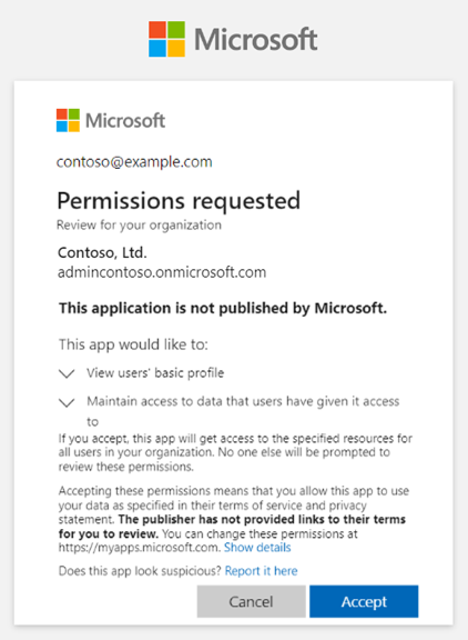 Capture d’écran montrant la zone B2B Collaboration Review Permissions avec message.