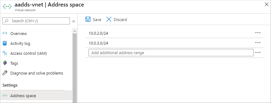 Ajouter une plage d’adresses IP de réseau virtuel supplémentaire dans le Centre d’administration Microsoft Entra