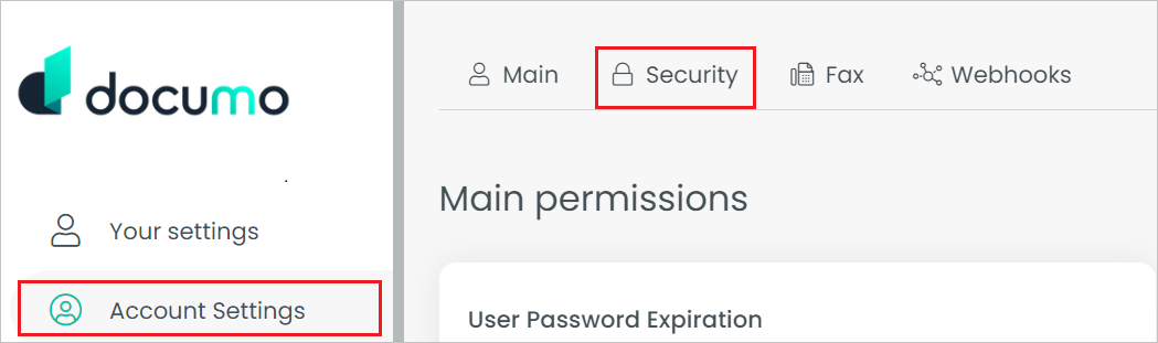 capture d’écran de la page de sécurité.